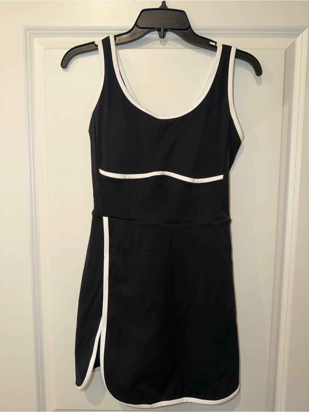 Black Tennis Dress with White Piping